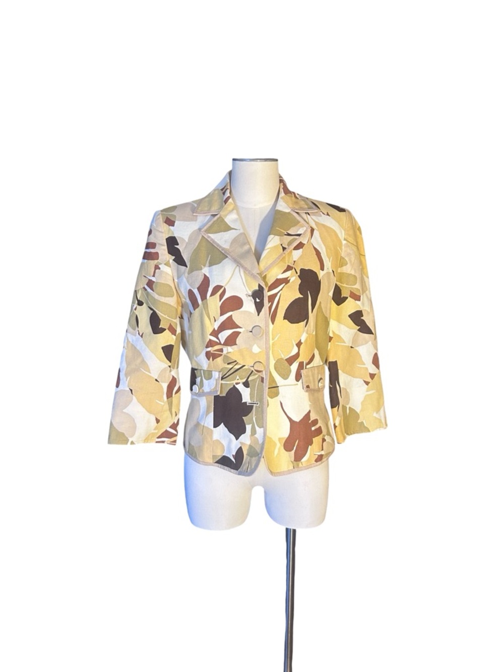 Norton McNaughton leaf print belted blazer jacket